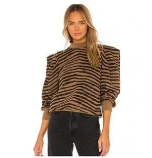 Agolde Sweatshirt Womens XS Tan Folded Sleeve Mock Neck Serpentine Pullover